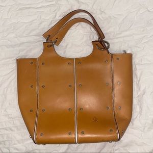 El Caballo Leather Tote Bag with Studs